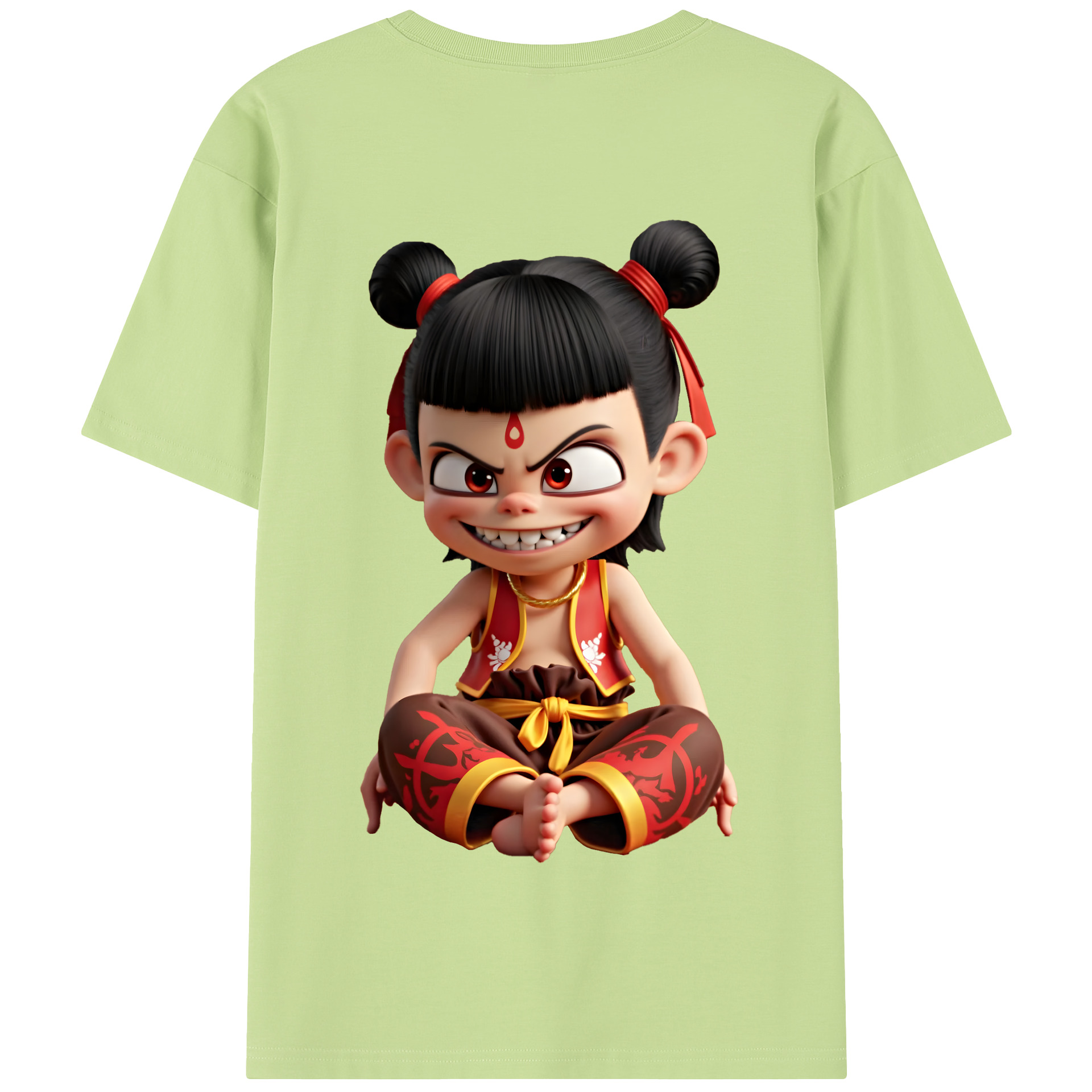 （画像用） Ne Zha 2 ナタ 魔童の大暴れ 綿100％半袖Tシャツ（背面プリント）